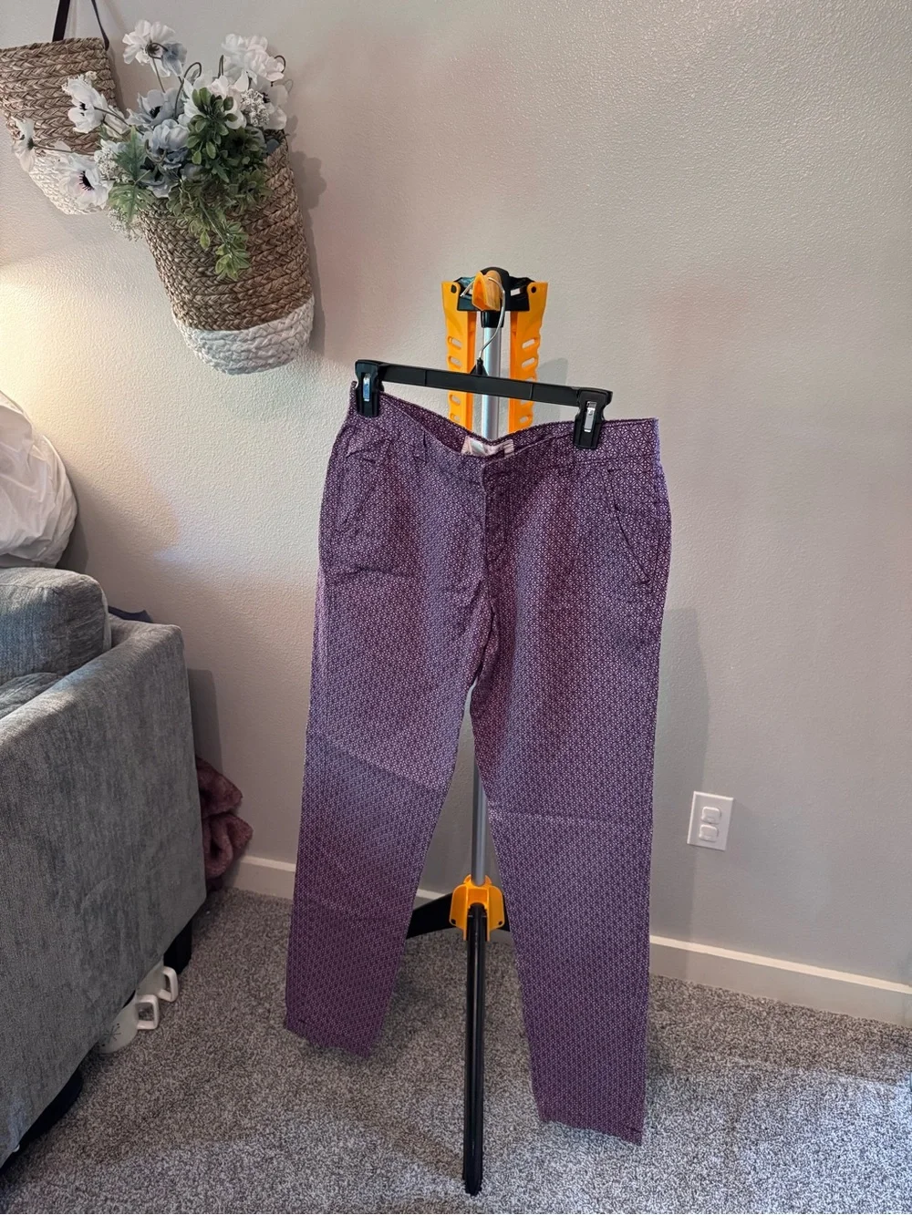 H&M Purple Printed Linen and Cotton Pants Size 8